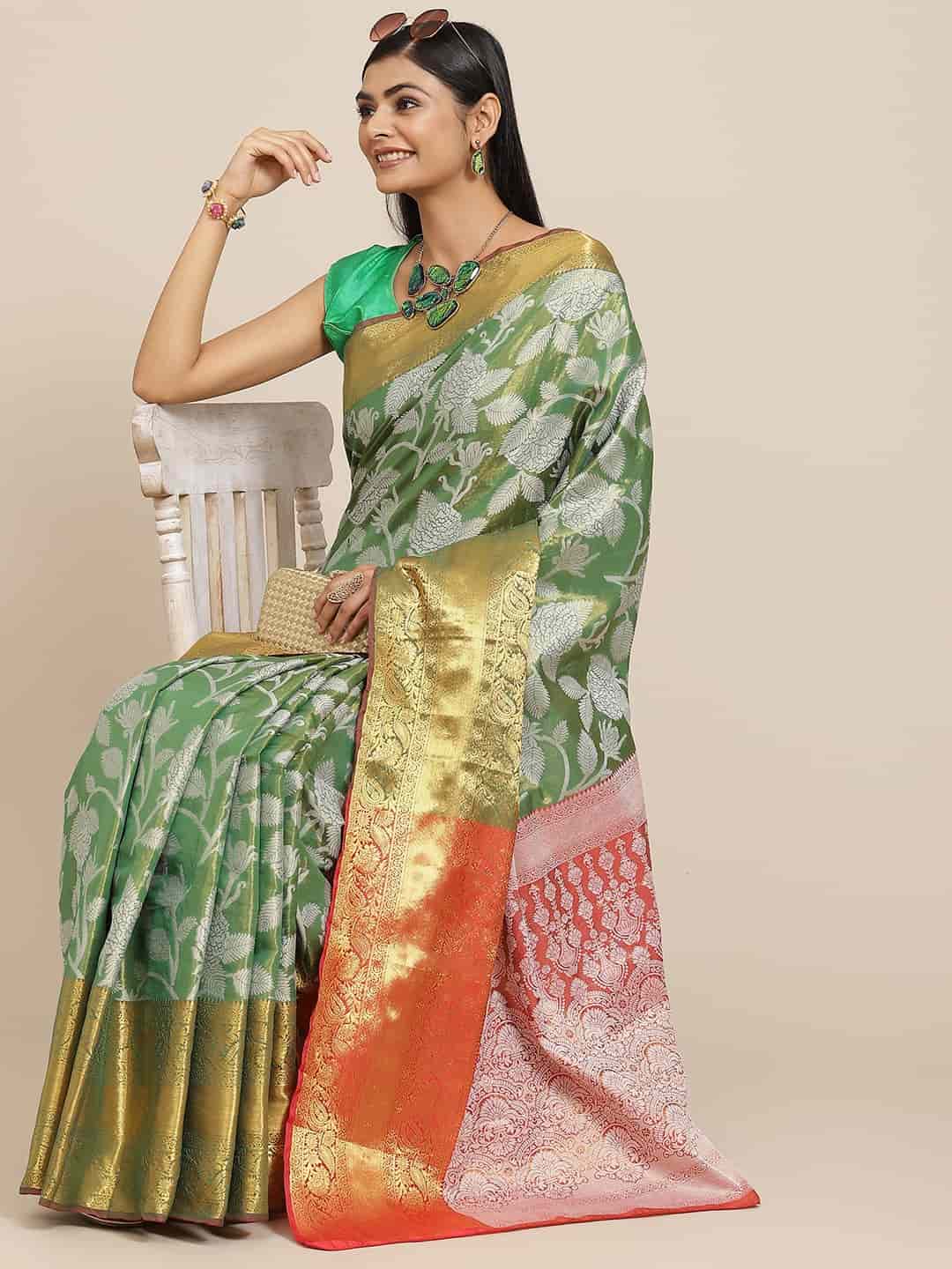 Ethnic Motifs Zari Woven Tissue Silk Saree