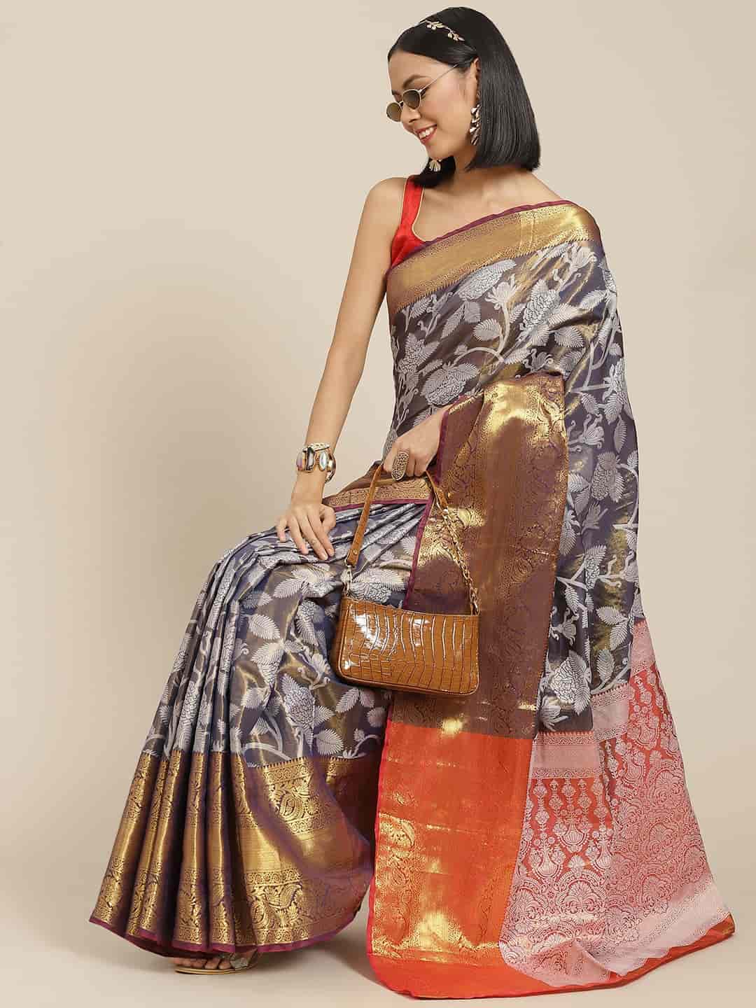 Ethnic Motifs Zari Woven Tissue Silk Saree