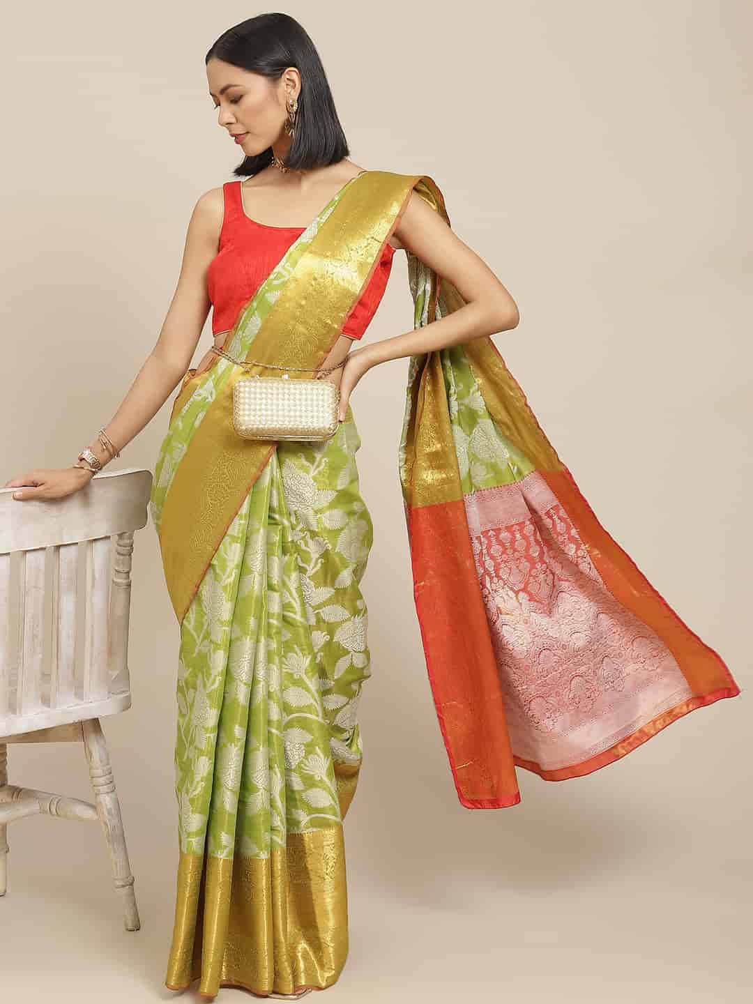 Ethnic Motifs Zari Woven Tissue Silk Saree