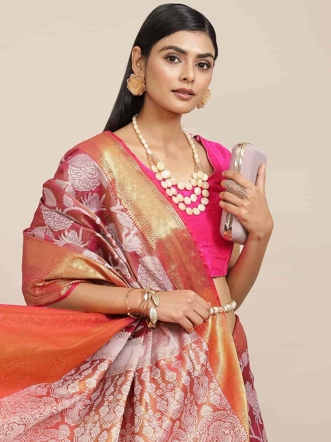 Ethnic Motifs Zari Woven Tissue Silk Saree