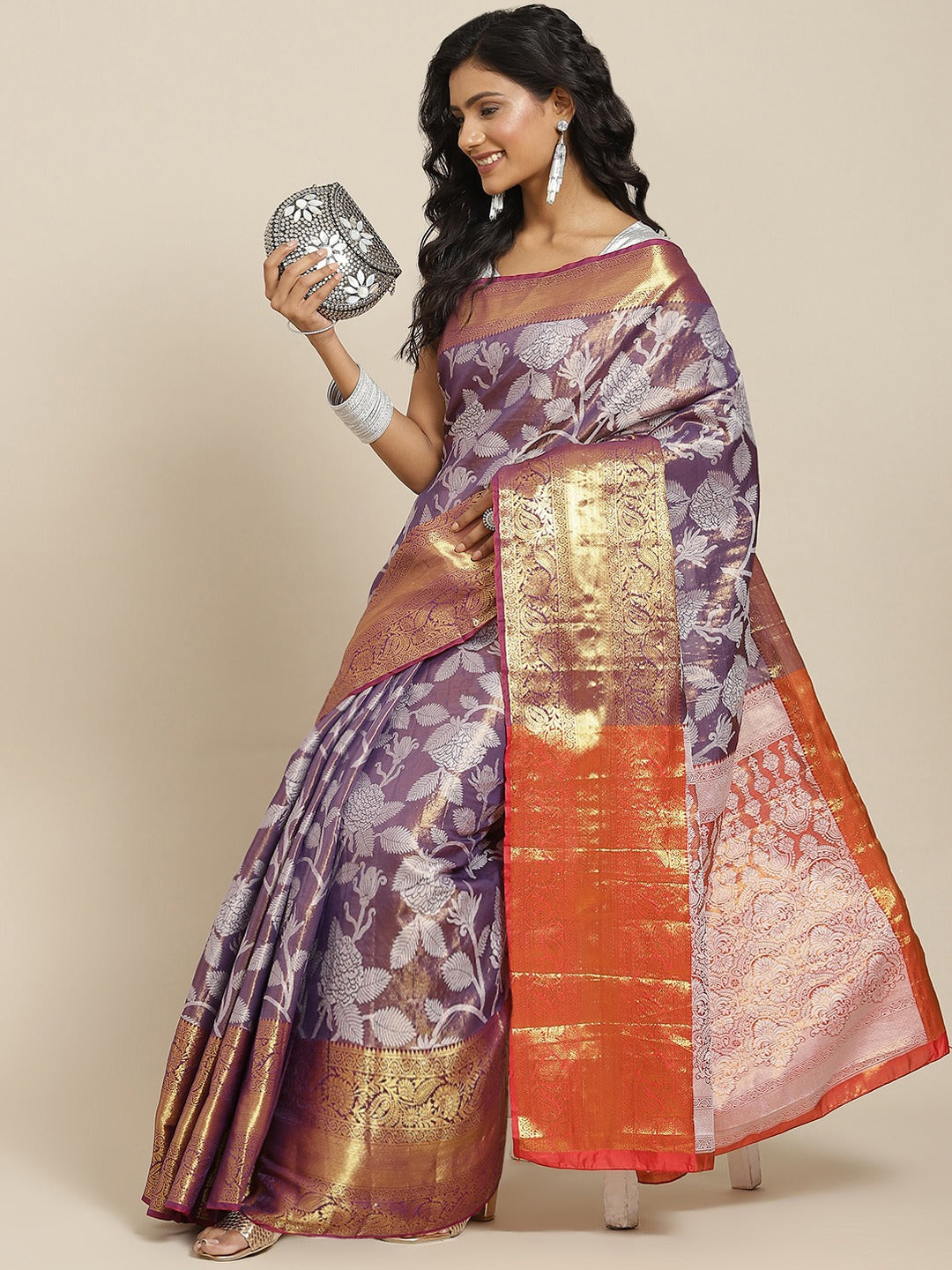 Ethnic Motifs Zari Woven Tissue Silk Saree
