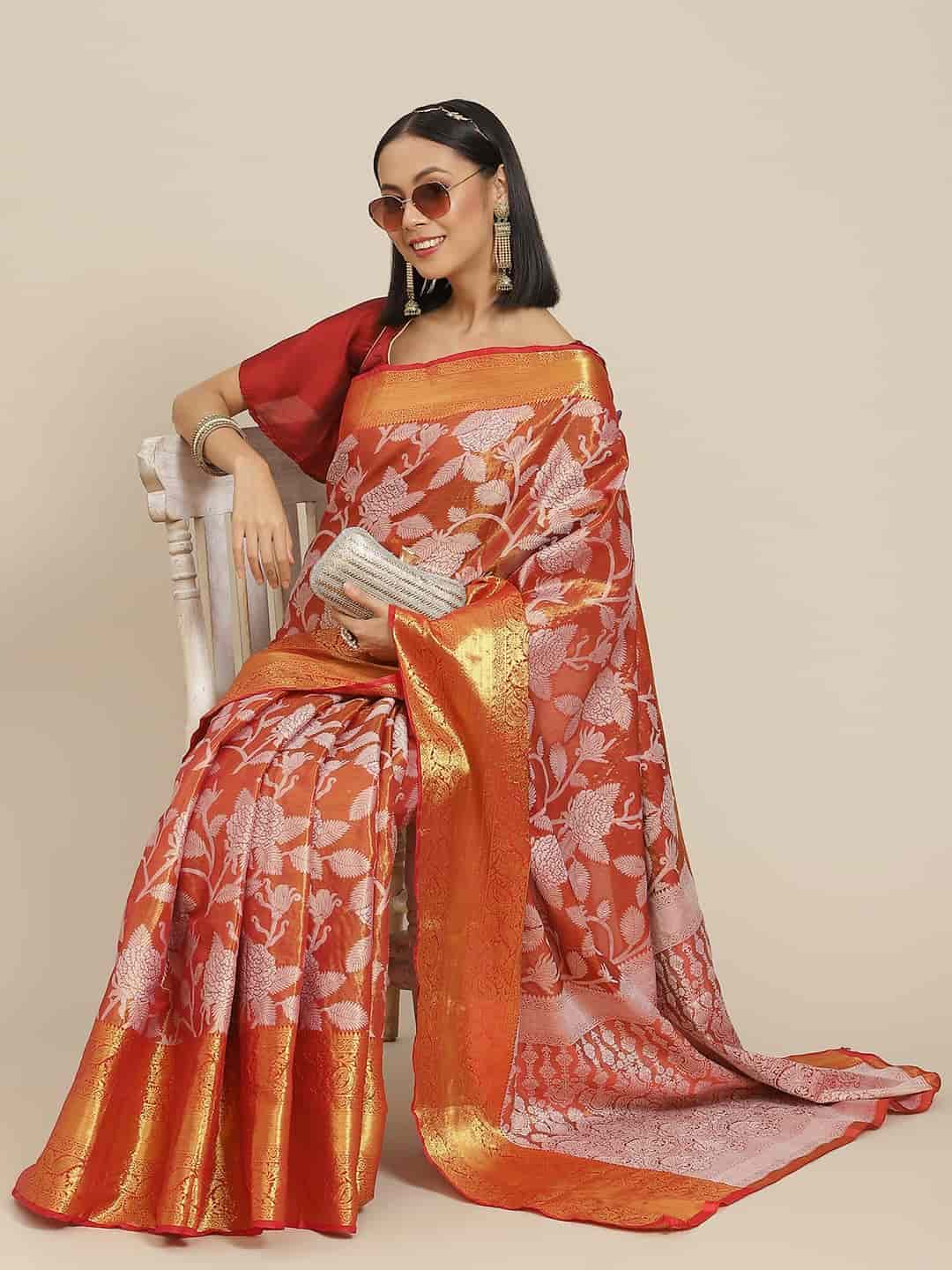 Ethnic Motifs Zari Woven Tissue Silk Saree