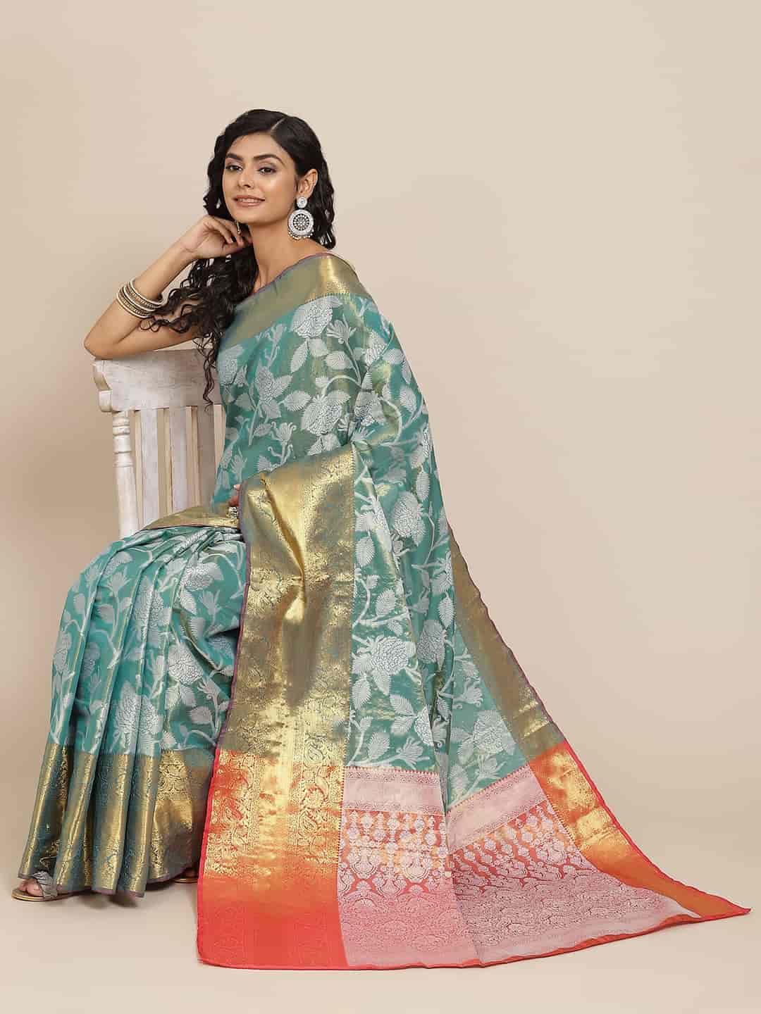 Ethnic Motifs Zari Woven Tissue Silk Saree