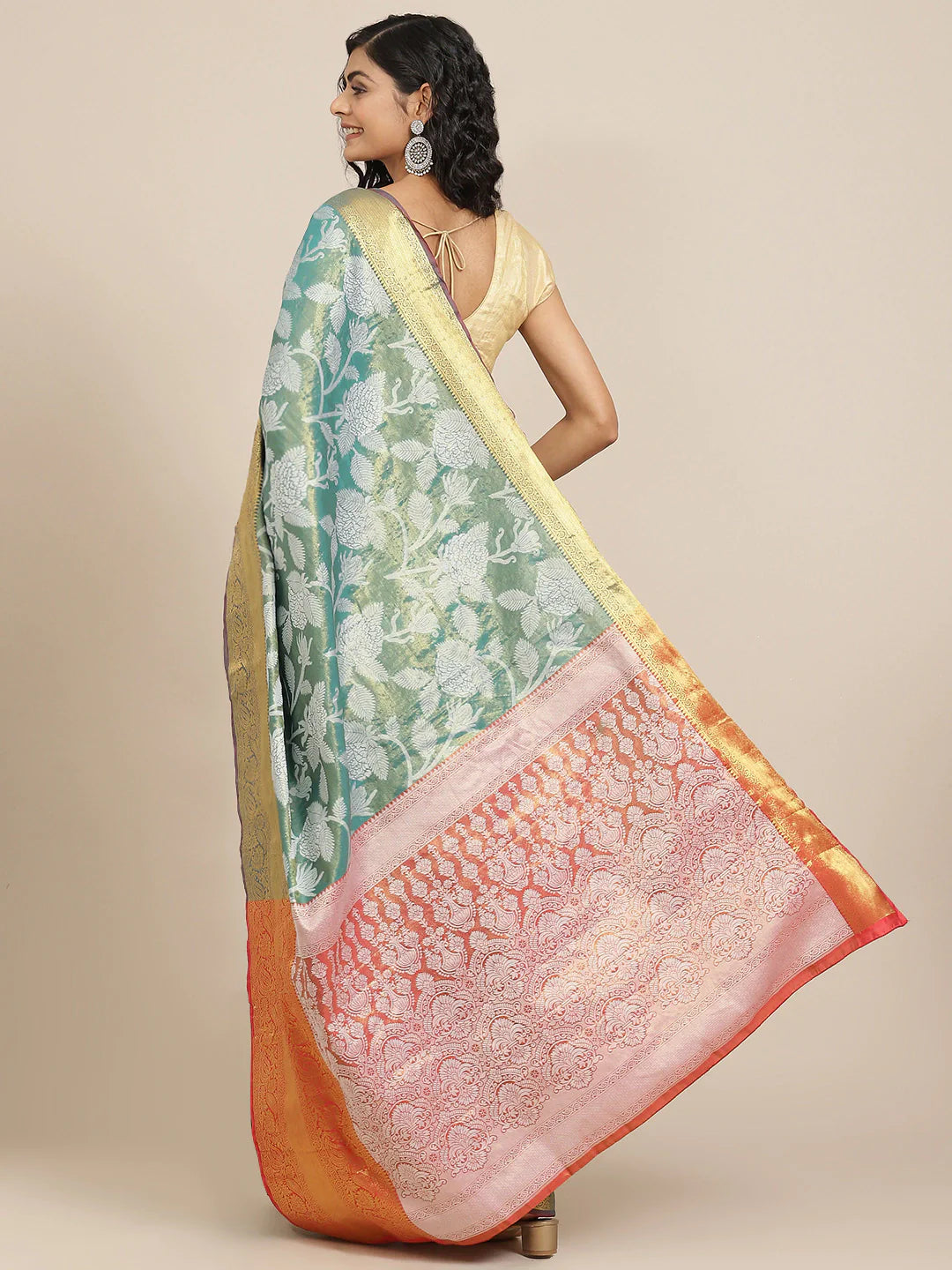 Ethnic Motifs Zari Woven Tissue Silk Saree