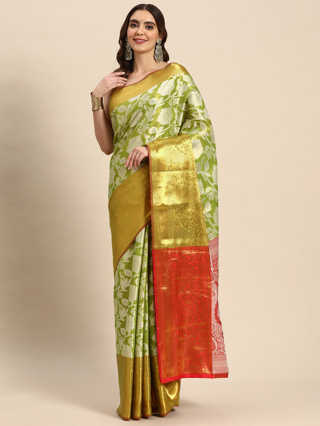 Ethnic Motifs Zari Woven Tissue Silk Saree