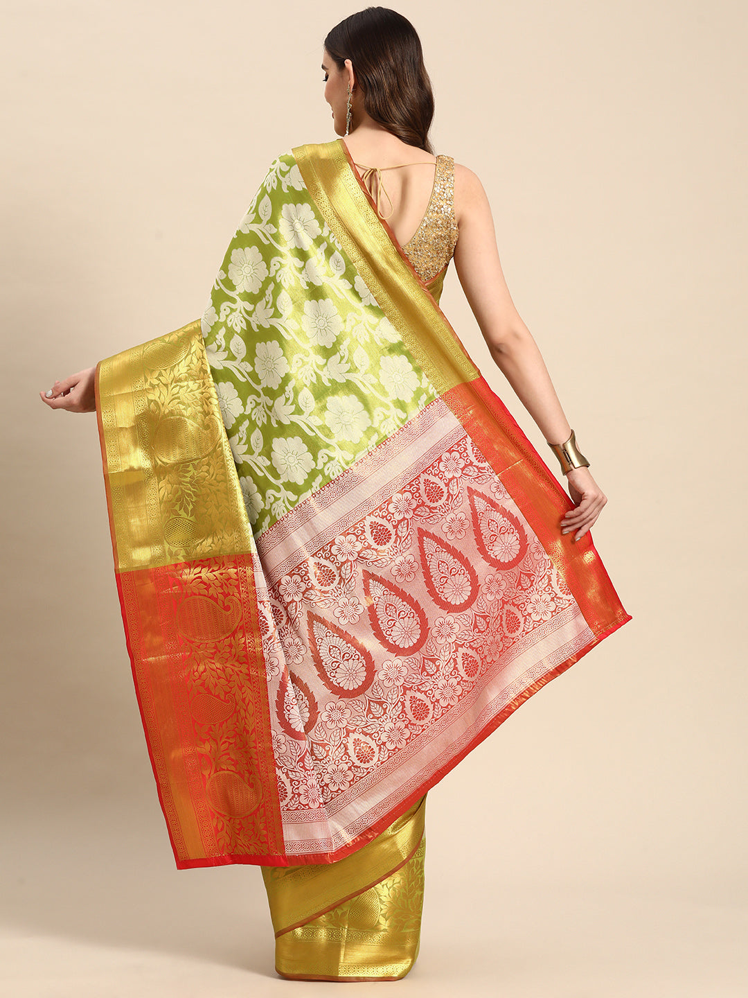 Ethnic Motifs Zari Woven Tissue Silk Saree
