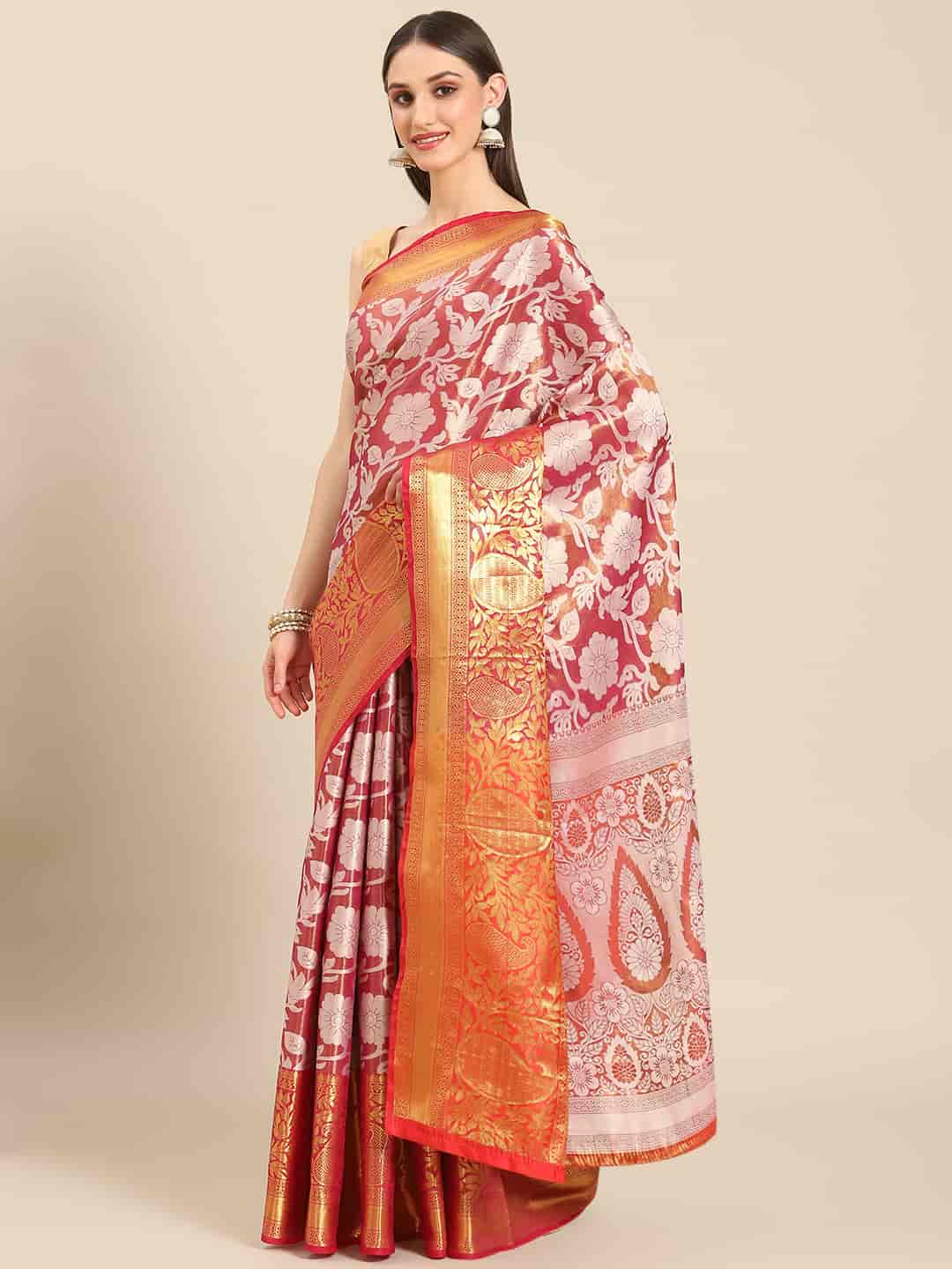 Ethnic Motifs Zari Woven Tissue Silk Saree