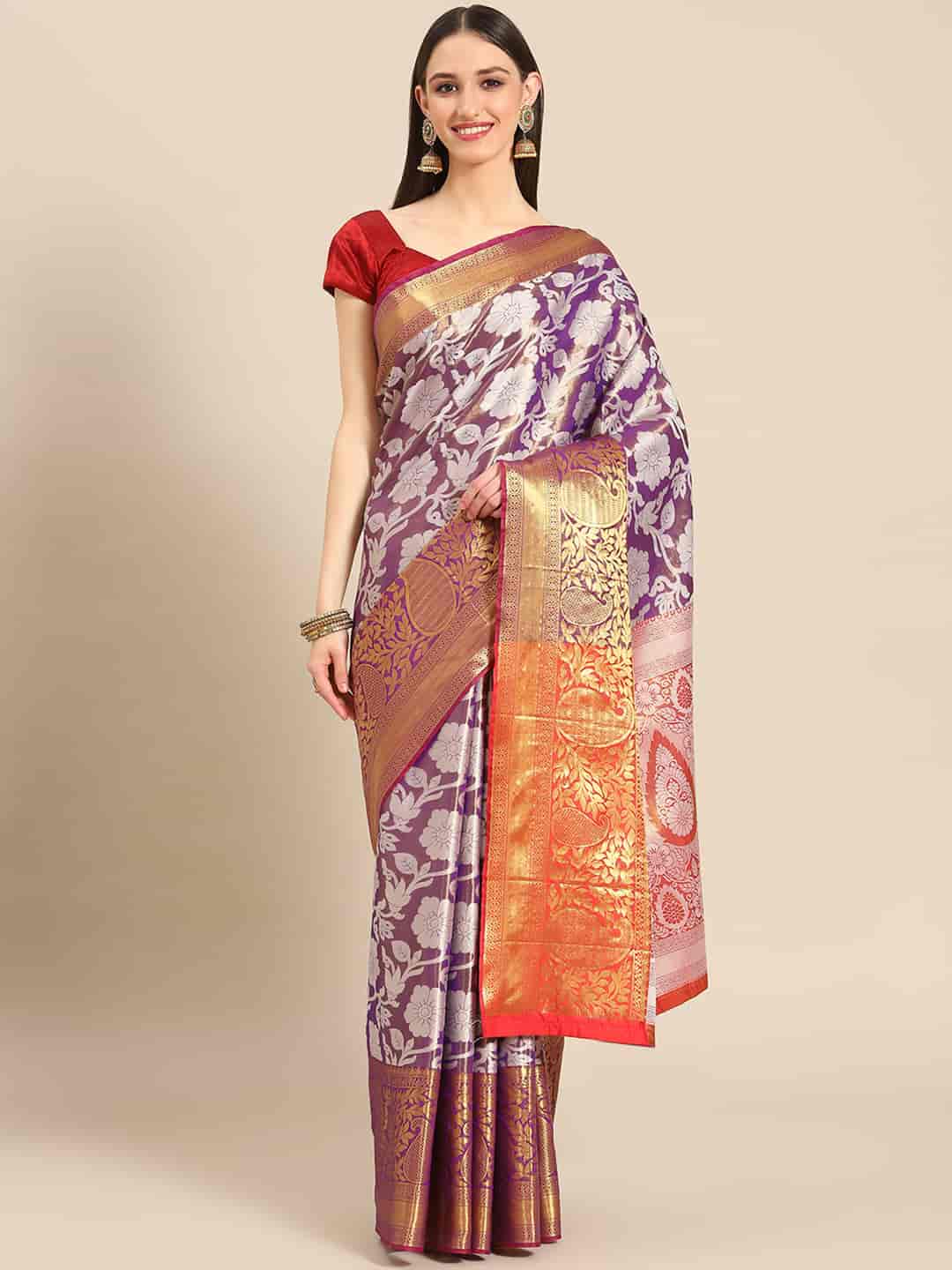 Ethnic Motifs Zari Woven Tissue Silk Saree