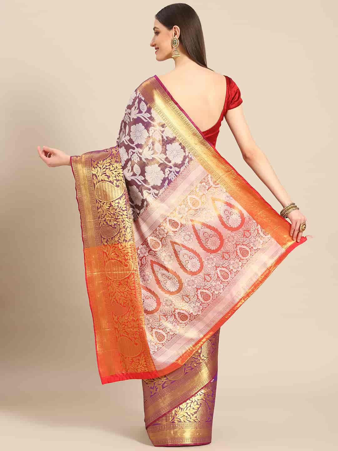 Ethnic Motifs Zari Woven Tissue Silk Saree