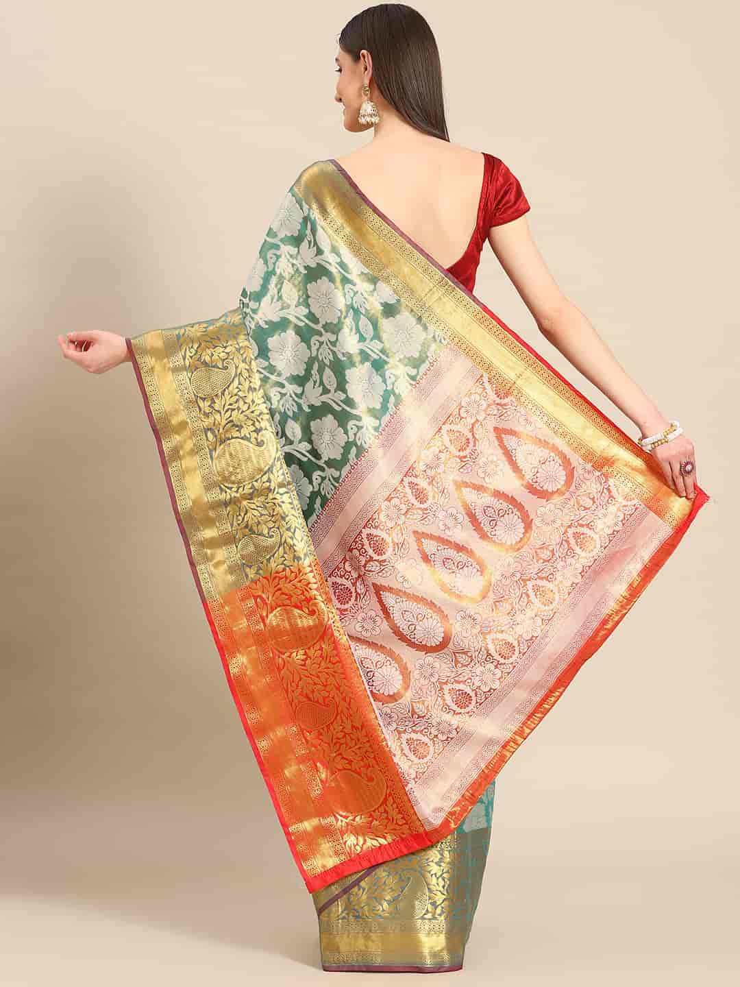 Ethnic Motifs Zari Woven Tissue Silk Saree