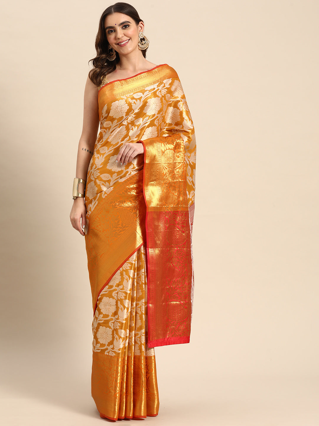 Ethnic Motifs Zari Woven Tissue Silk Saree