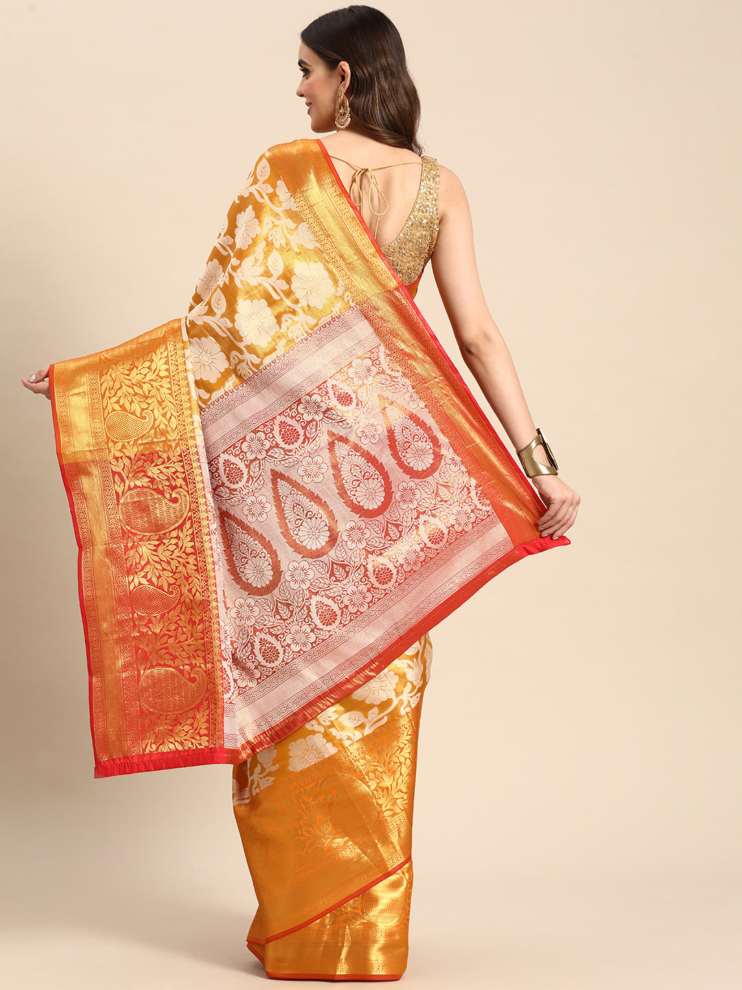 Ethnic Motifs Zari Woven Tissue Silk Saree