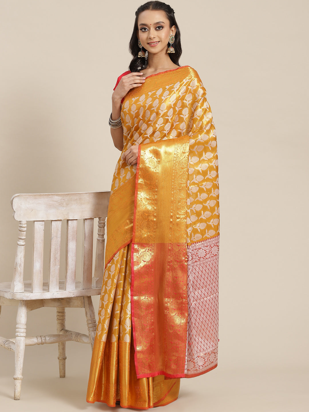 Ethnic Motifs Zari Woven Tissue Silk Saree