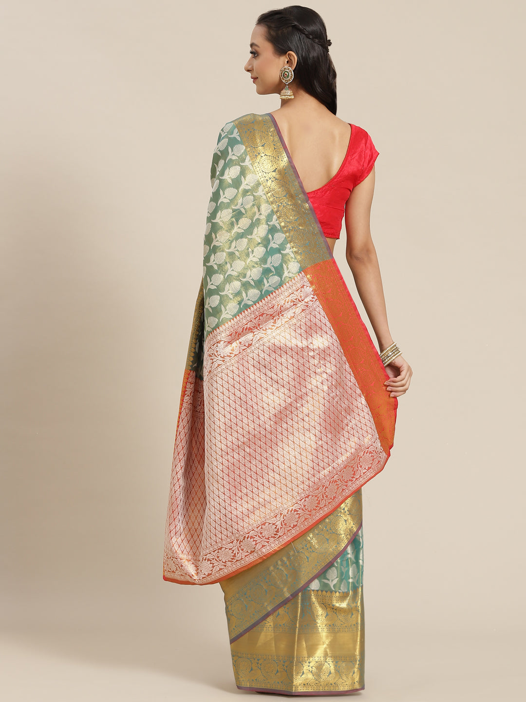 Ethnic Motifs Zari Woven Tissue Silk Saree