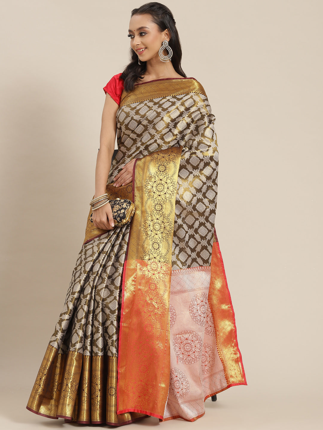 Ethnic Motifs Zari Woven Tissue Silk Saree
