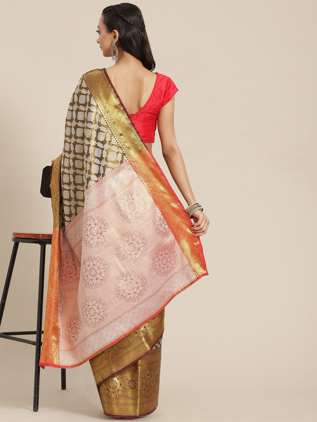 Ethnic Motifs Zari Woven Tissue Silk Saree