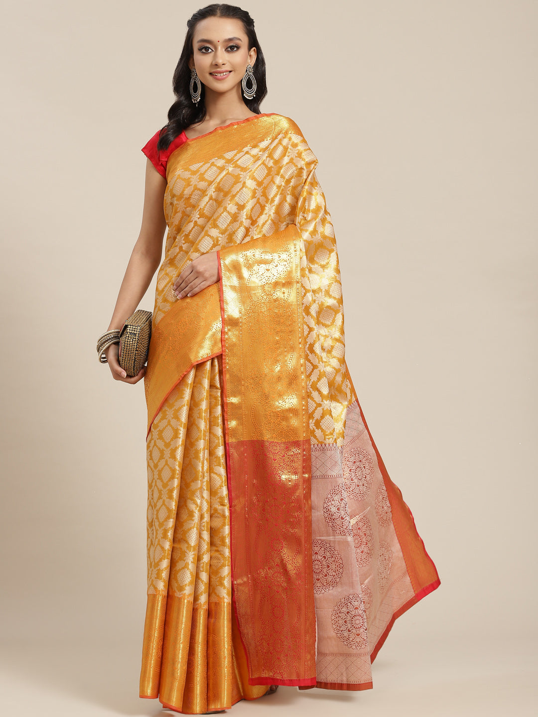 Ethnic Motifs Zari Woven Tissue Silk Saree
