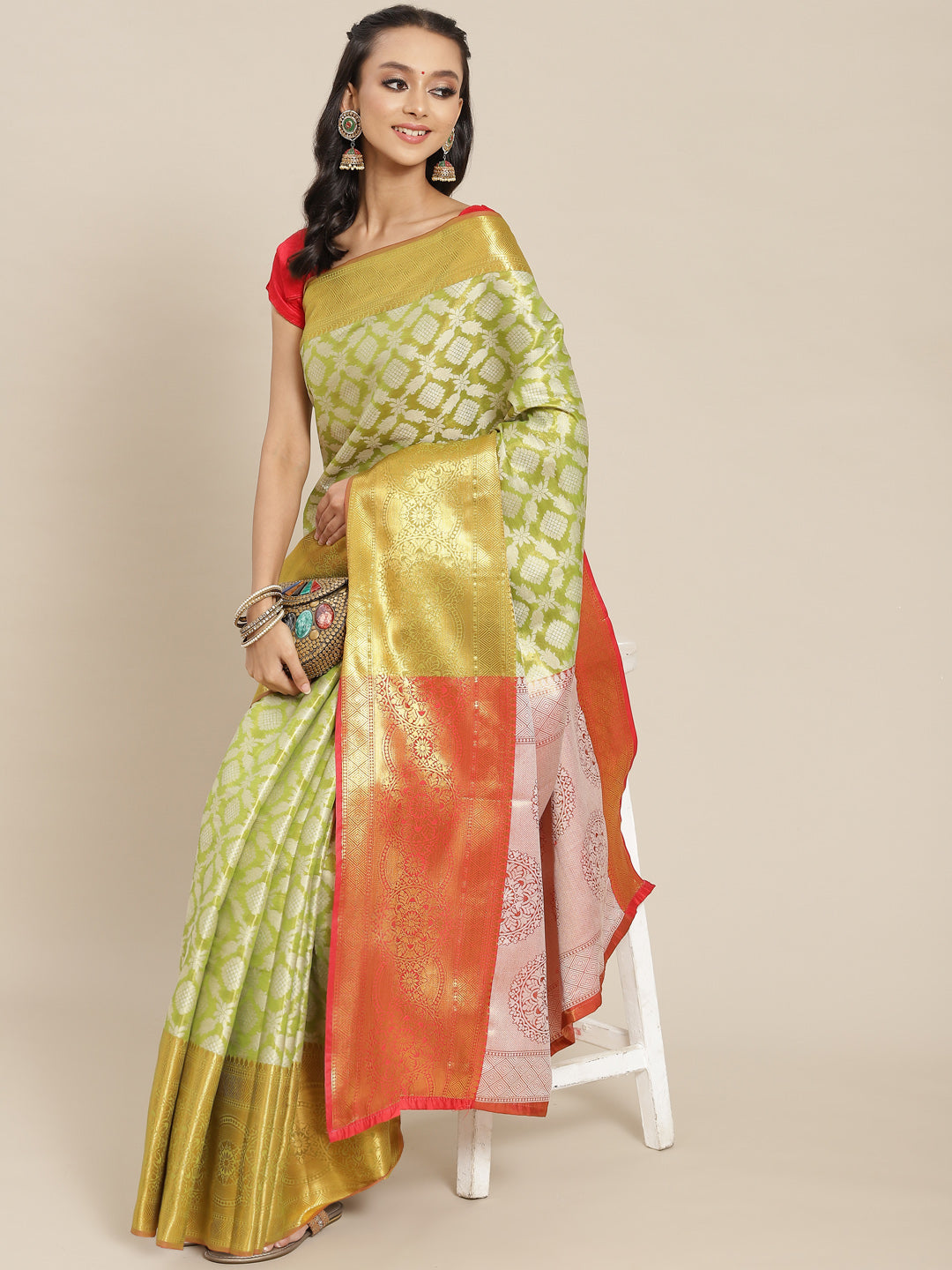 Ethnic Motifs Zari Woven Tissue Silk Saree