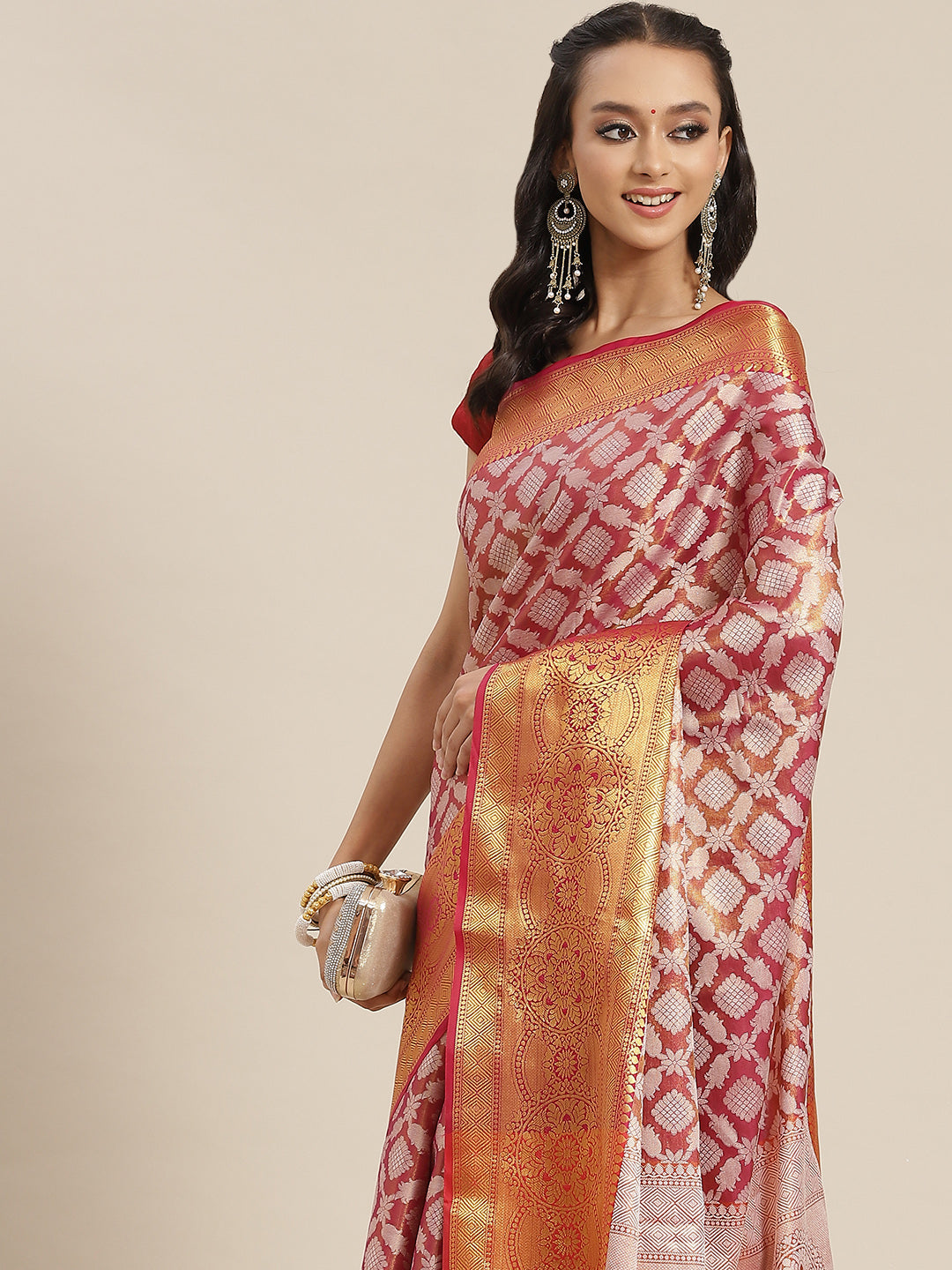 Ethnic Motifs Zari Woven Tissue Silk Saree