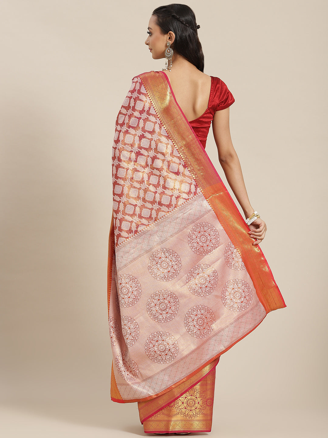 Ethnic Motifs Zari Woven Tissue Silk Saree