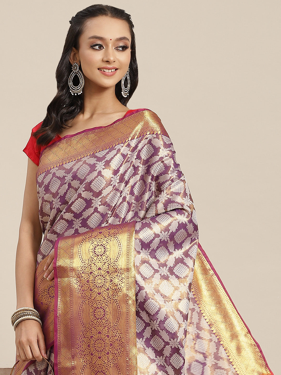 Ethnic Motifs Zari Woven Tissue Silk Saree