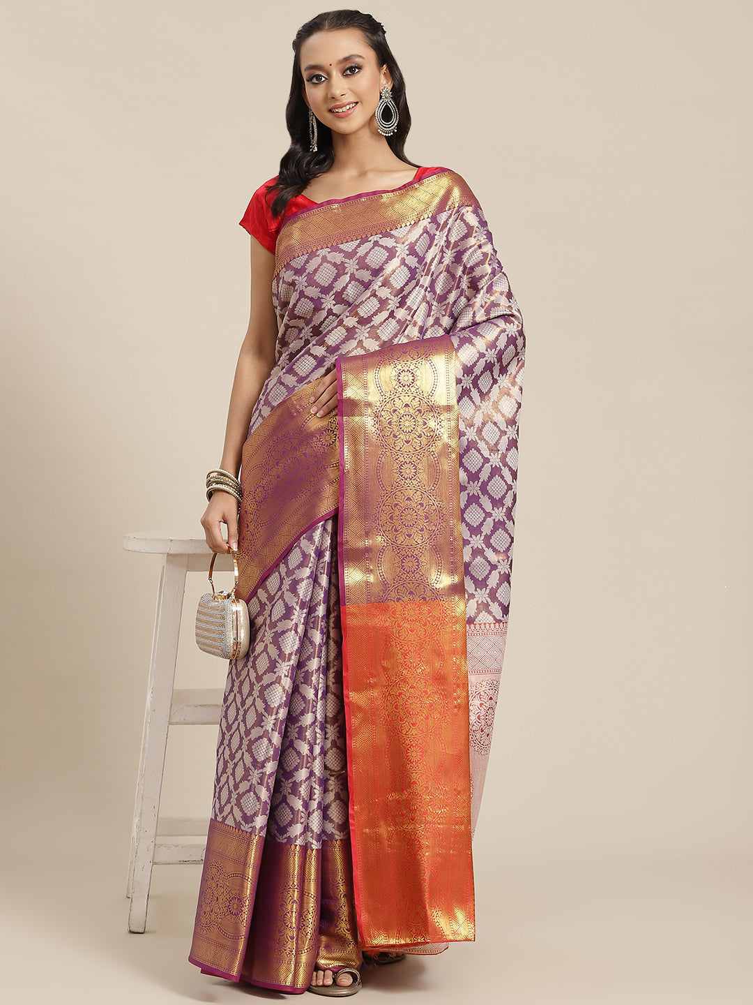 Ethnic Motifs Zari Woven Tissue Silk Saree