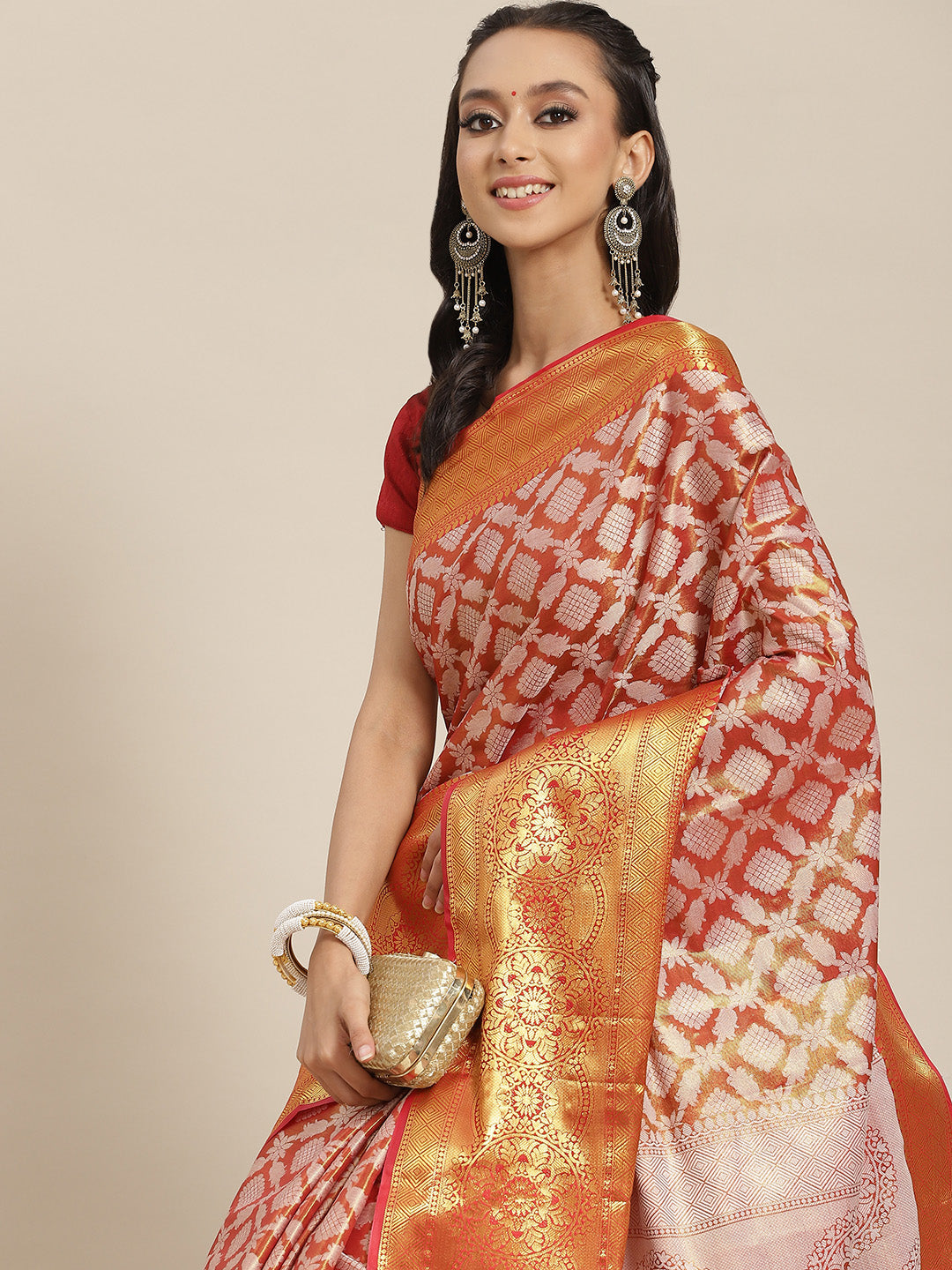 Ethnic Motifs Zari Woven Tissue Silk Saree