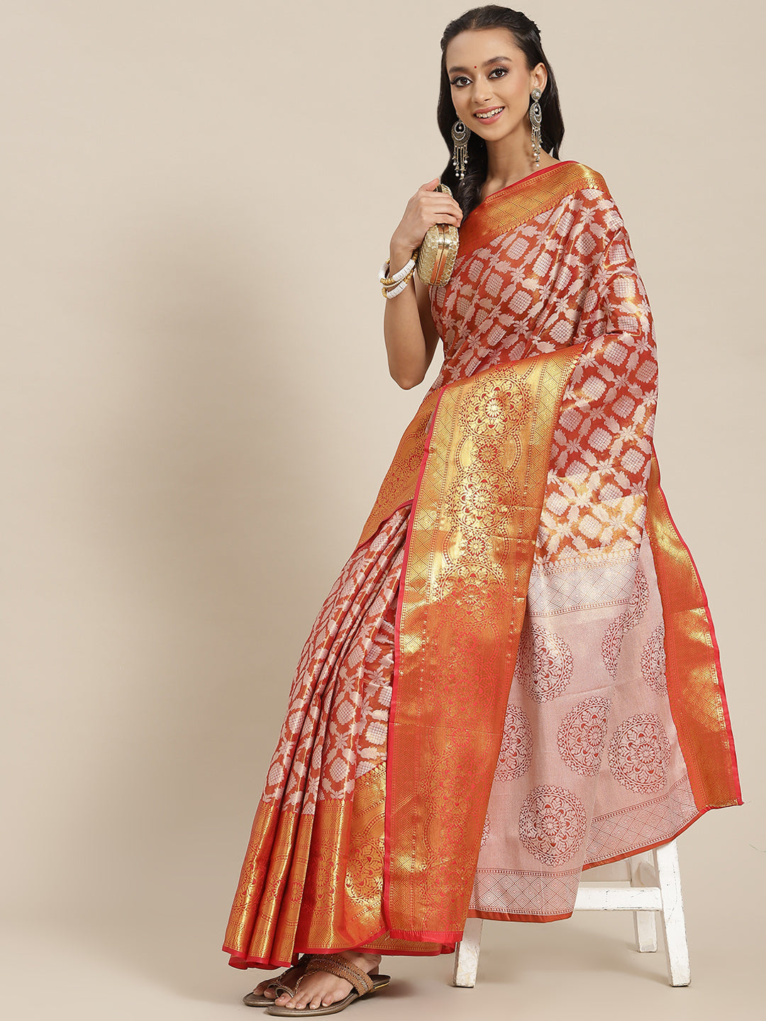 Ethnic Motifs Zari Woven Tissue Silk Saree