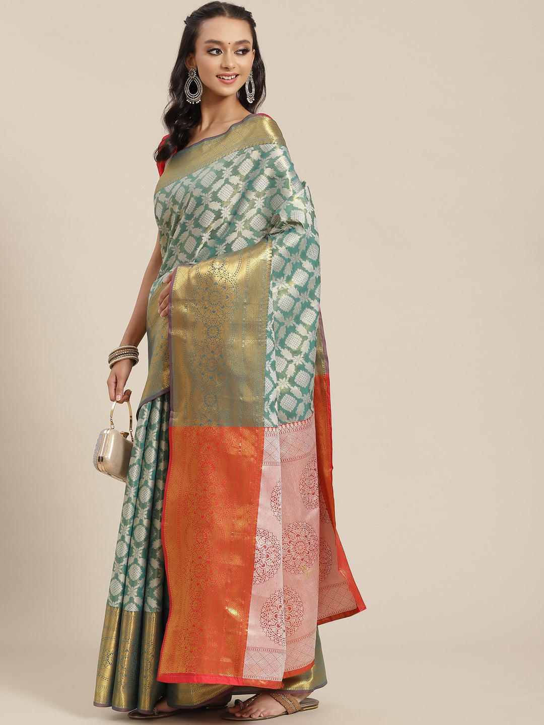 Ethnic Motifs Zari Woven Tissue Silk Saree