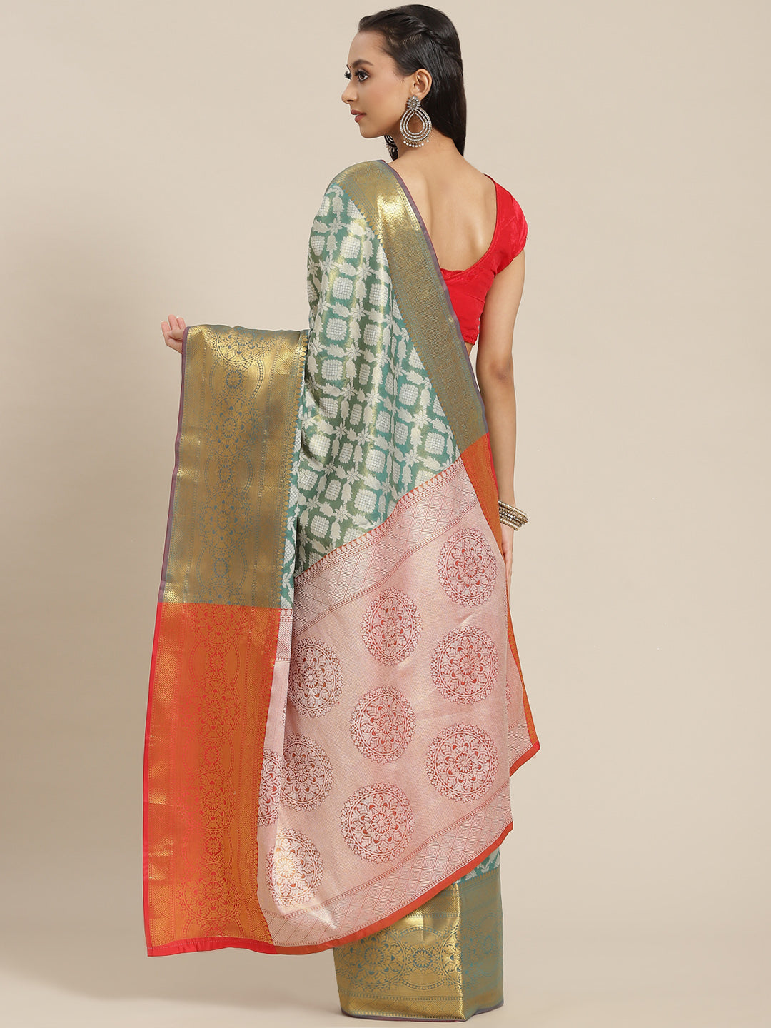Ethnic Motifs Zari Woven Tissue Silk Saree