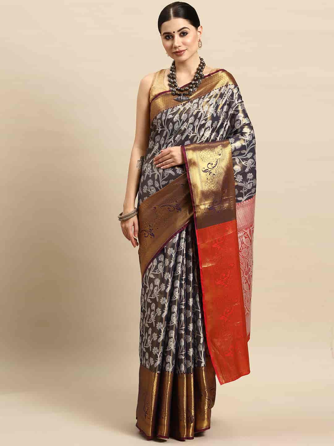 Ethnic Motifs Zari Woven Tissue Silk Saree