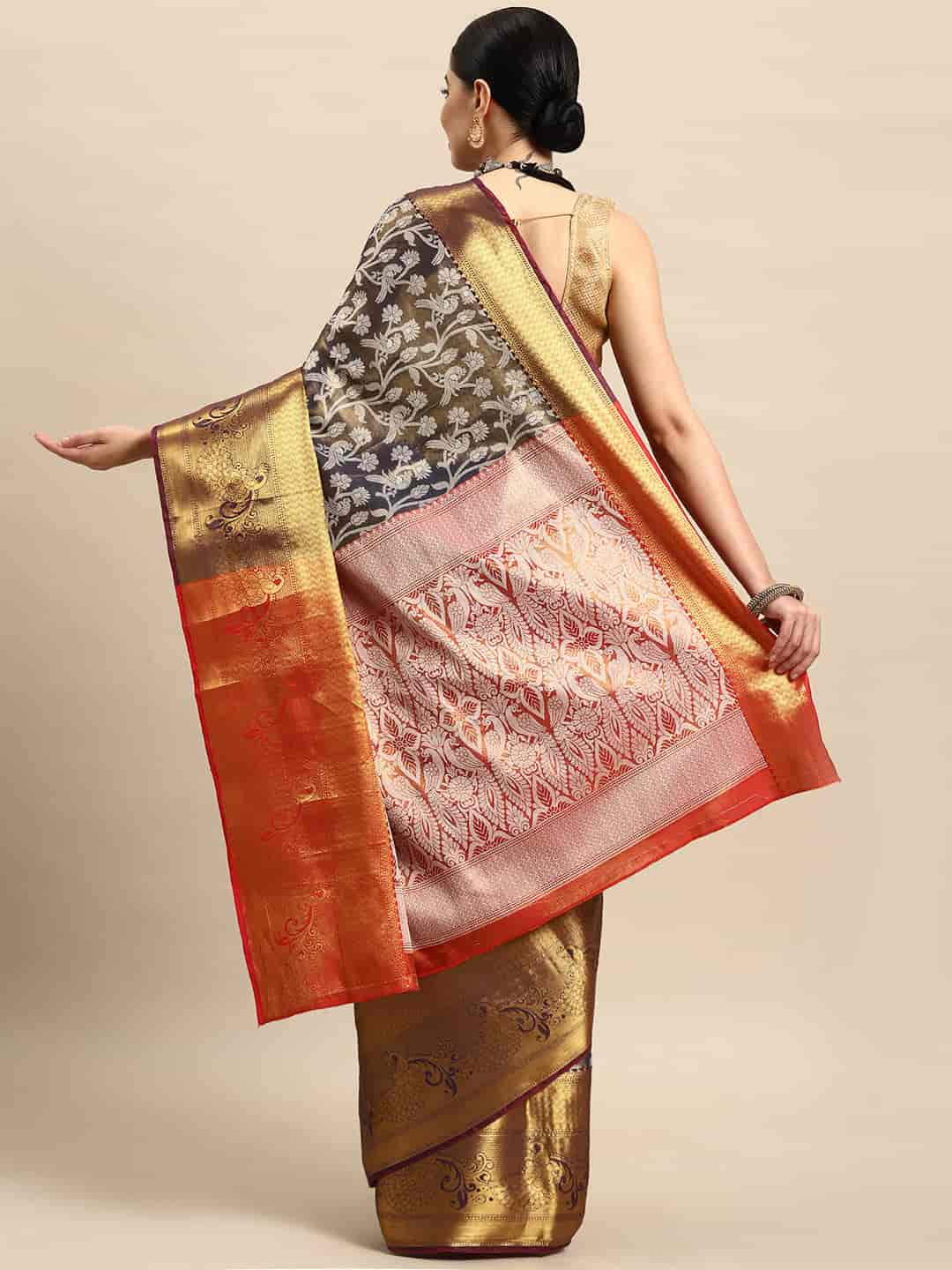 Ethnic Motifs Zari Woven Tissue Silk Saree
