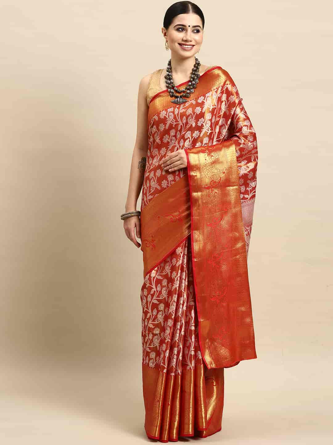 Ethnic Motifs Zari Woven Tissue Silk Saree