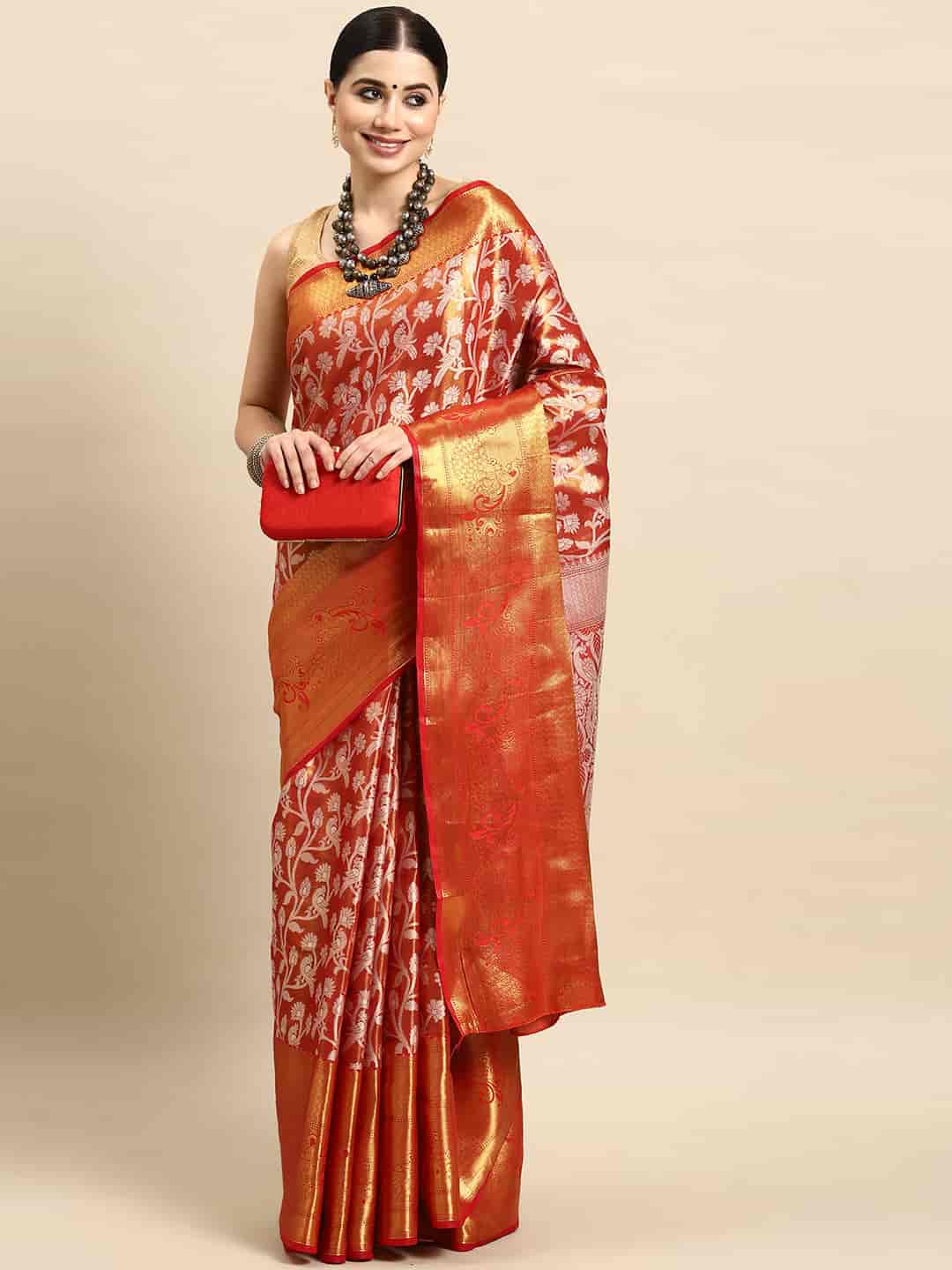 Ethnic Motifs Zari Woven Tissue Silk Saree