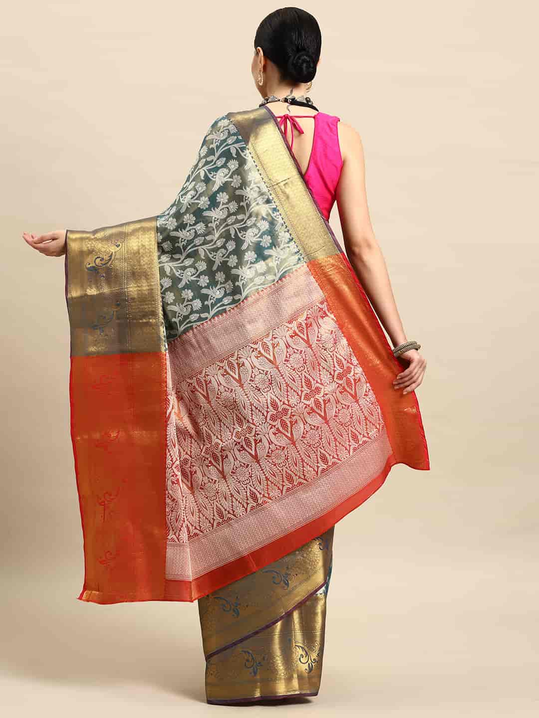 Ethnic Motifs Zari Woven Tissue Silk Saree