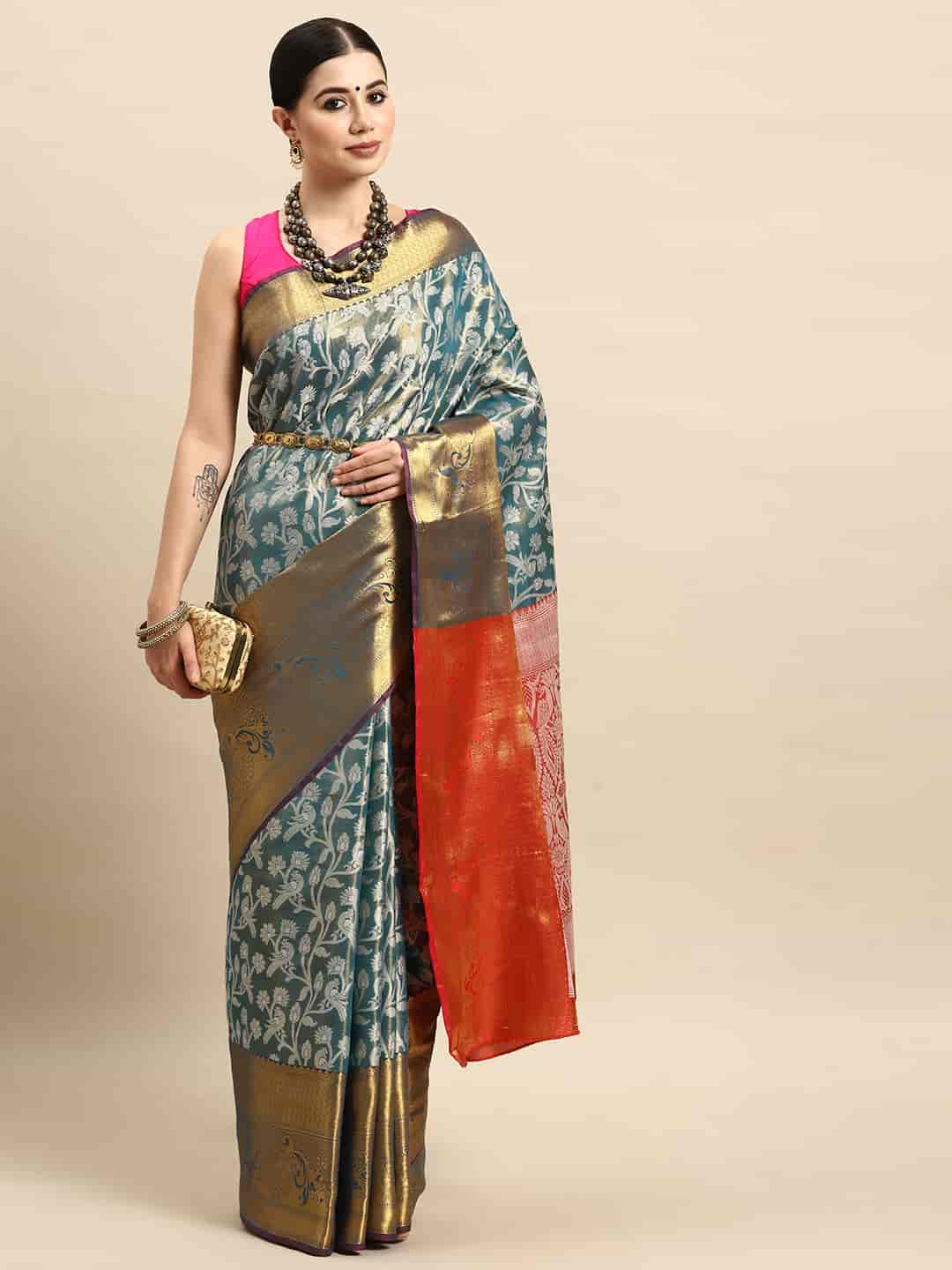 Ethnic Motifs Zari Woven Tissue Silk Saree