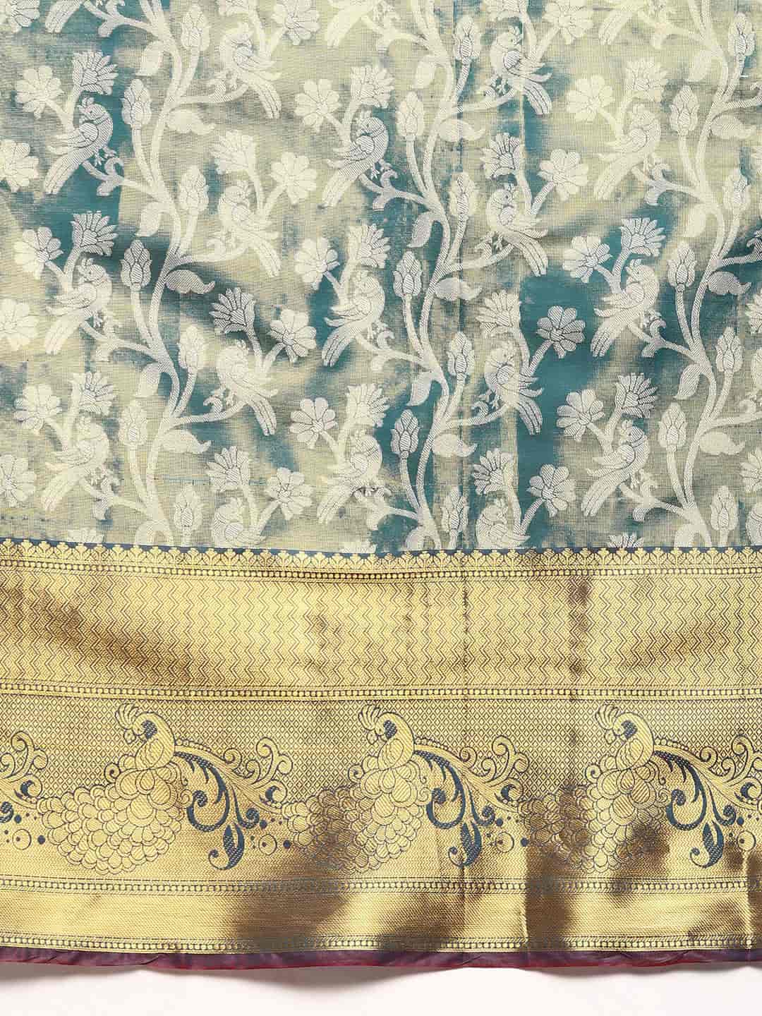 Ethnic Motifs Zari Woven Tissue Silk Saree