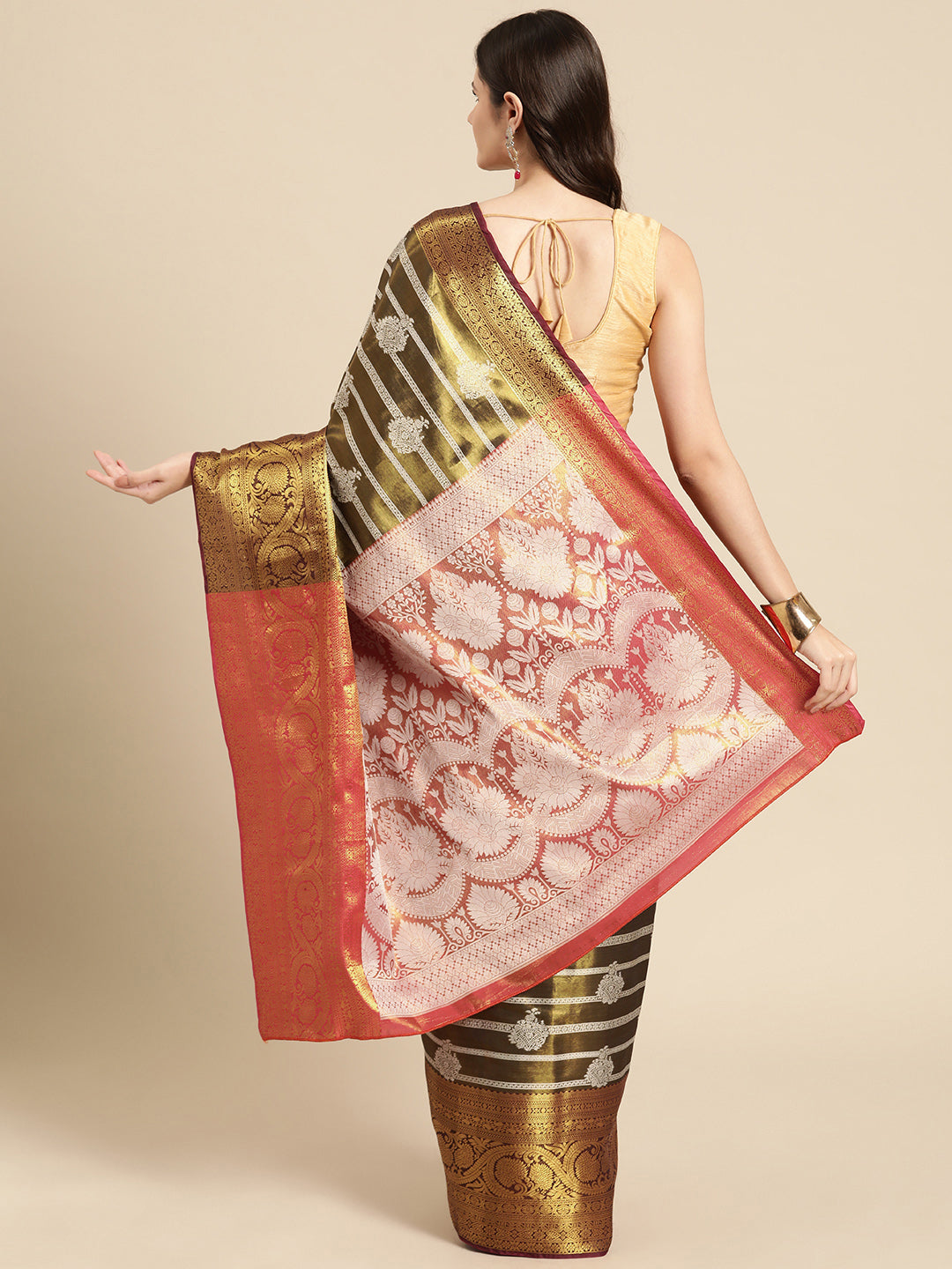 Ethnic Motifs Zari Woven Tissue Silk Saree
