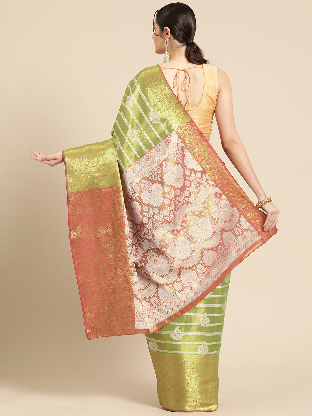 Ethnic Motifs Zari Woven Tissue Silk Saree