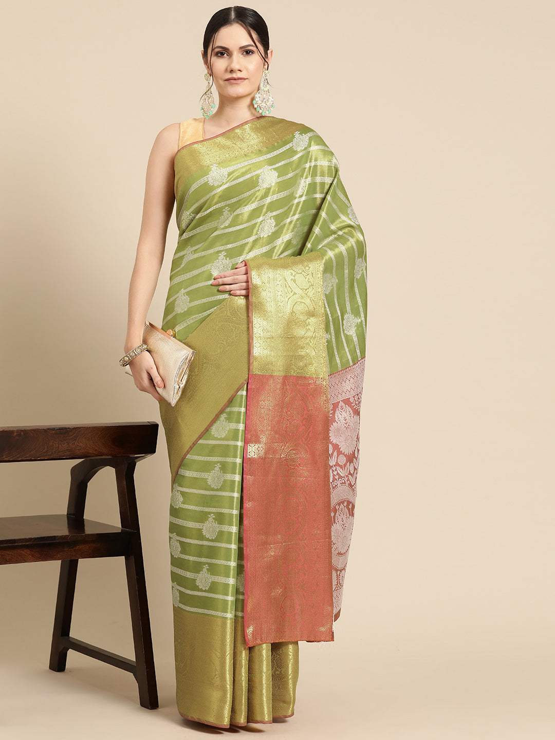 Ethnic Motifs Zari Woven Tissue Silk Saree