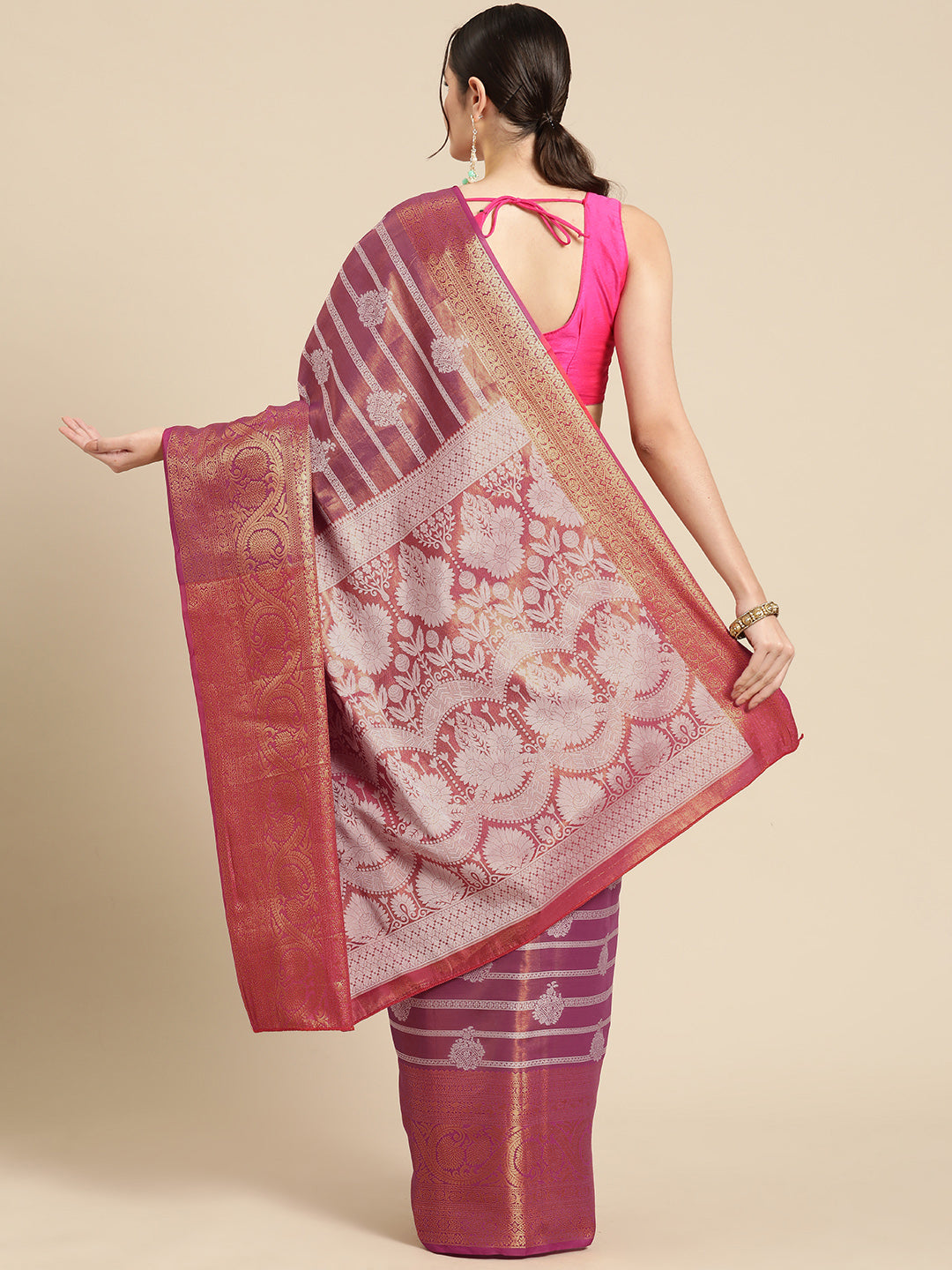 Ethnic Motifs Zari Woven Tissue Silk Saree