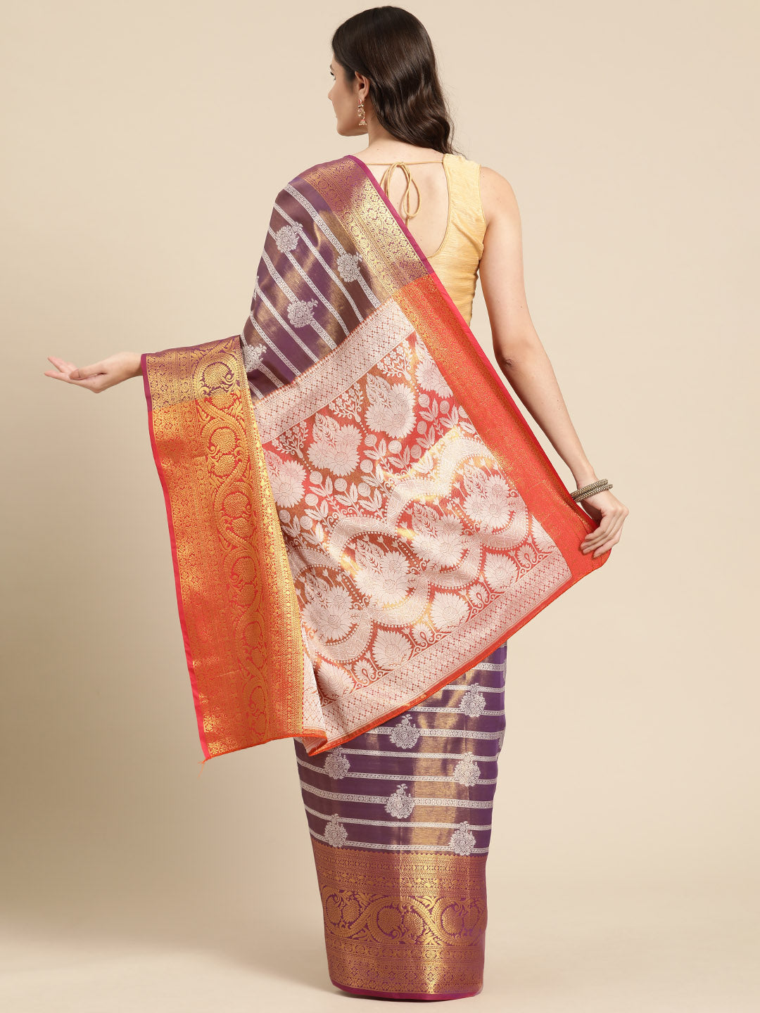 Ethnic Motifs Zari Woven Tissue Silk Saree