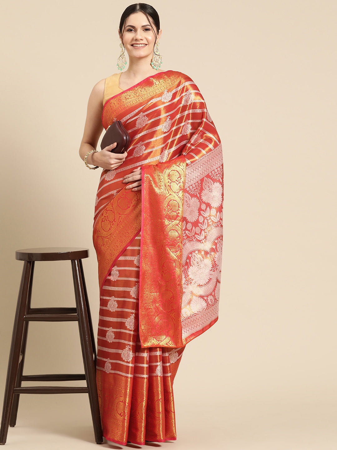 Ethnic Motifs Zari Woven Tissue Silk Saree