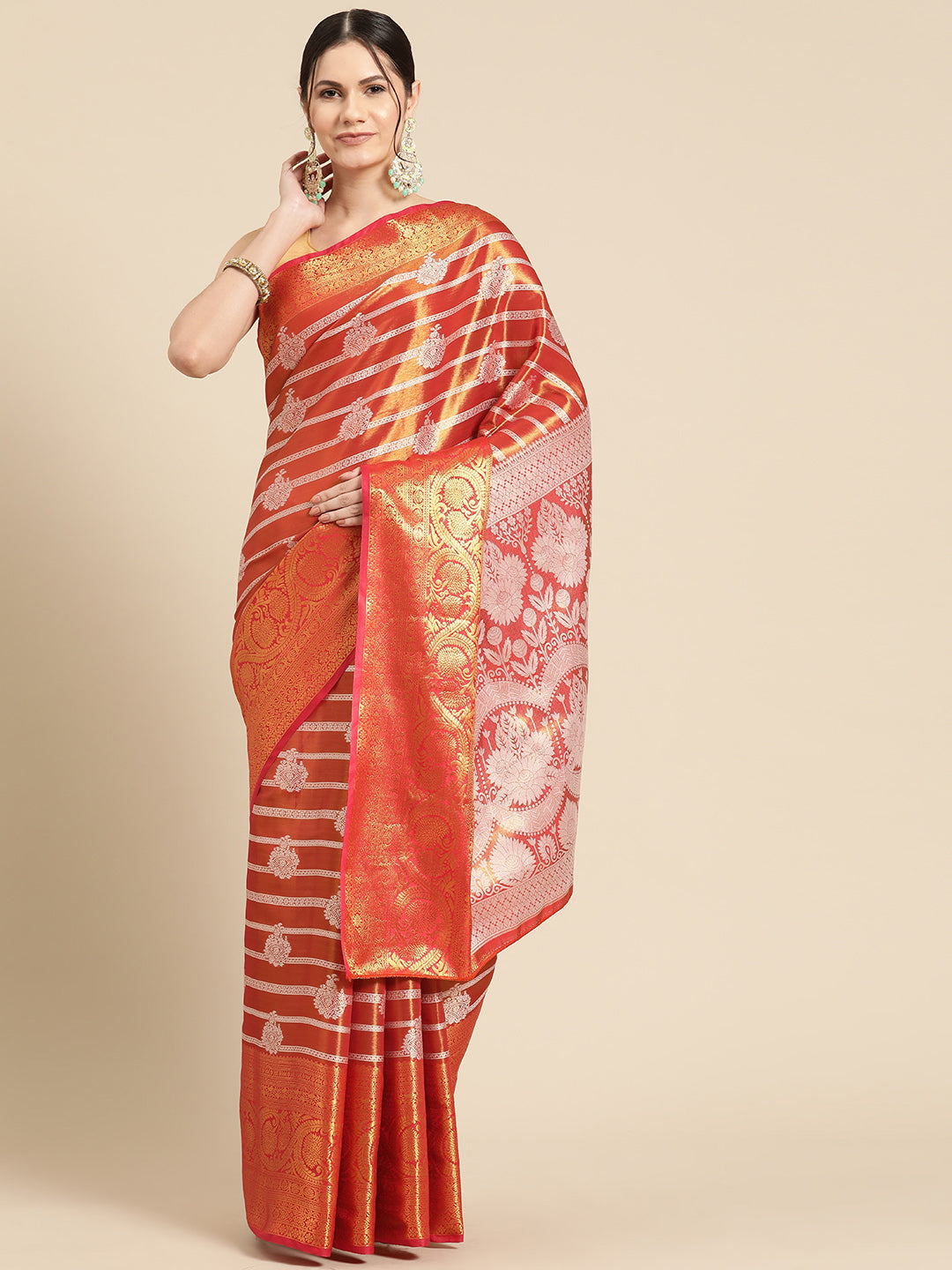 Ethnic Motifs Zari Woven Tissue Silk Saree