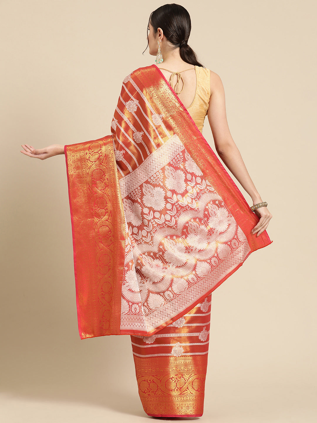 Ethnic Motifs Zari Woven Tissue Silk Saree