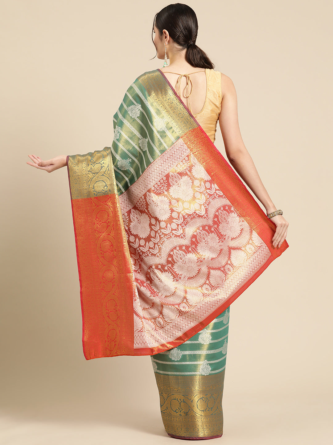 Ethnic Motifs Zari Woven Tissue Silk Saree