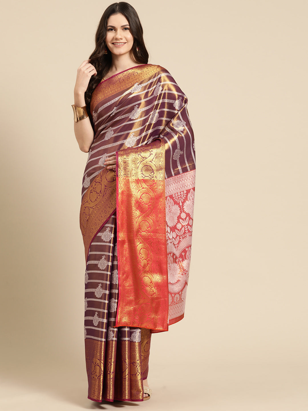 Ethnic Motifs Zari Woven Tissue Silk Saree