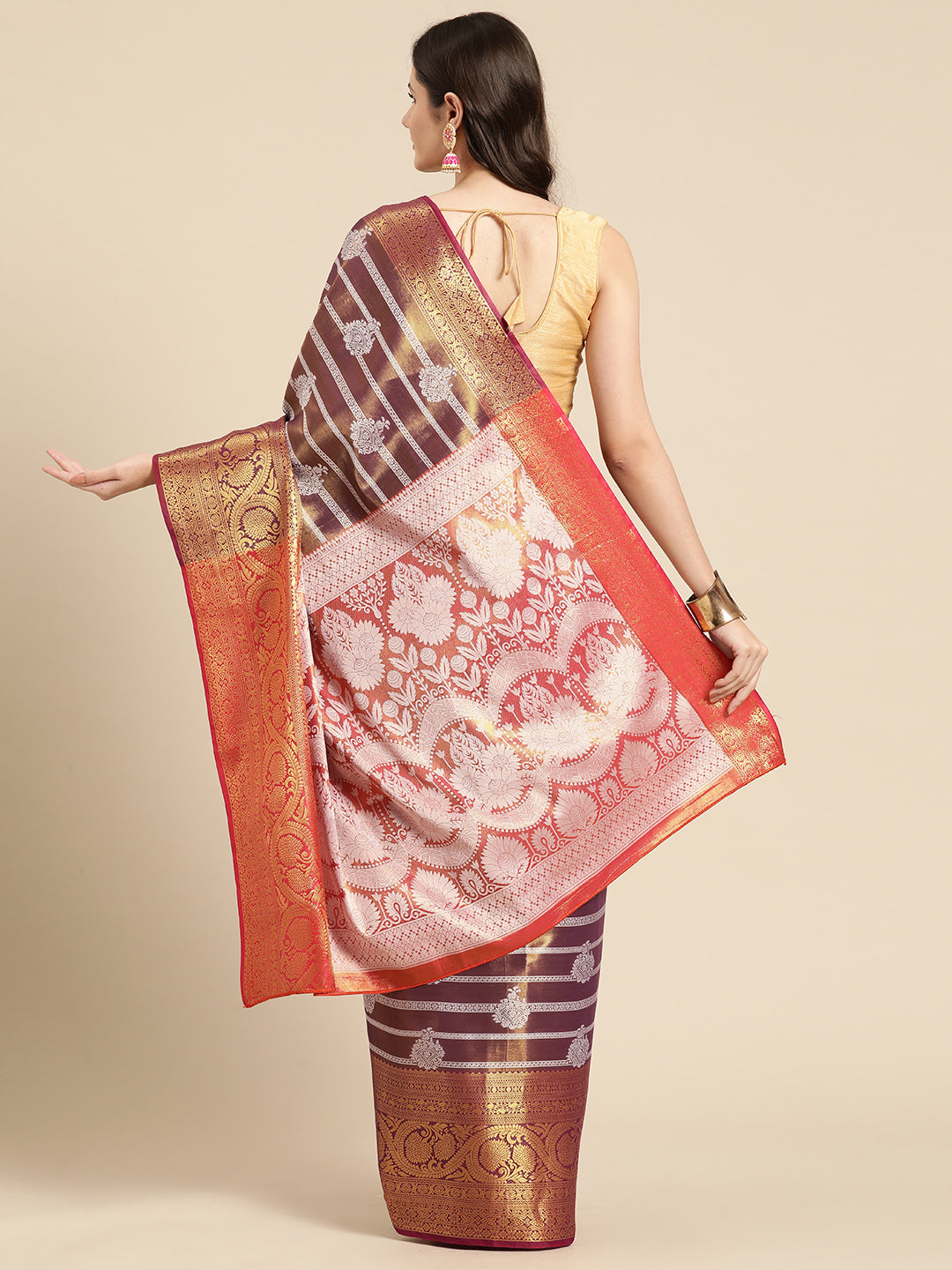 Ethnic Motifs Zari Woven Tissue Silk Saree