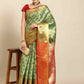 Women's Brocade Soft Silk Zari Woven Saree With Unstitched Blouse Piece