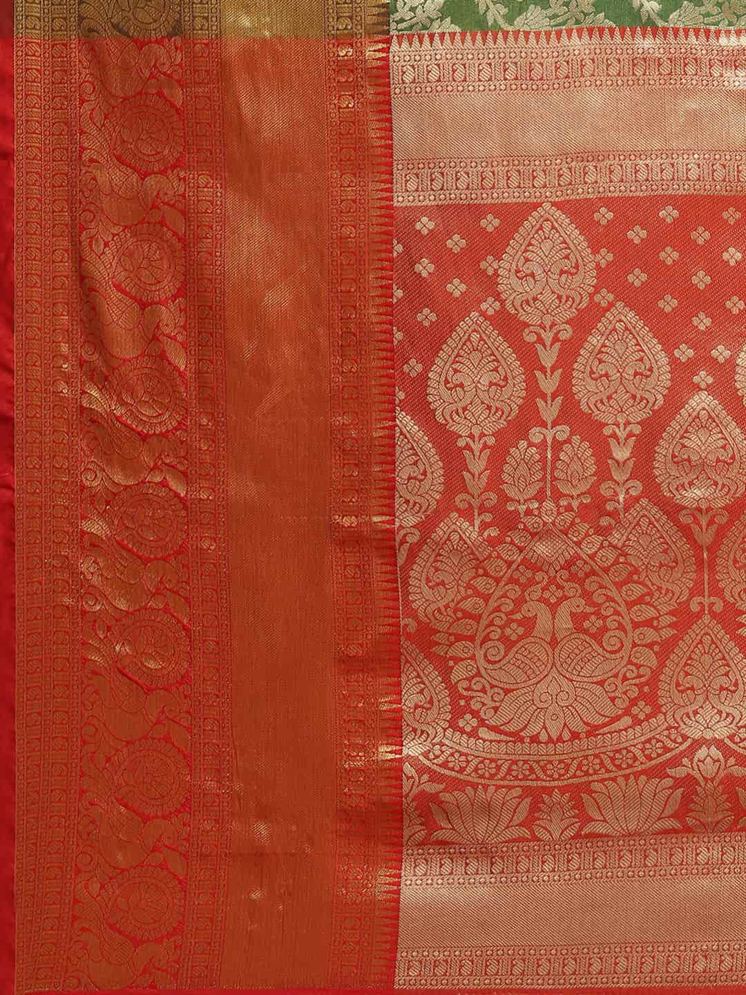 Women's Brocade Soft Silk Zari Woven Saree With Unstitched Blouse Piece